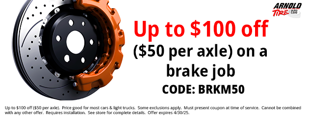 Up to $100 off ($50 per axle) on a brake job